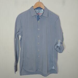 Robert Graham Button Up Shirt Cotton Roll Tab Sleeve